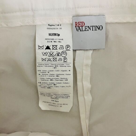 Red Valentino White Khaki Pants Sz 48/US 16 Wide Leg High Rise - Picture 3 of 5